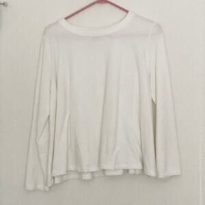 Eri + Ali Anthropologie Modal Cotton White Long-sleeved Crewneck Top Medium
